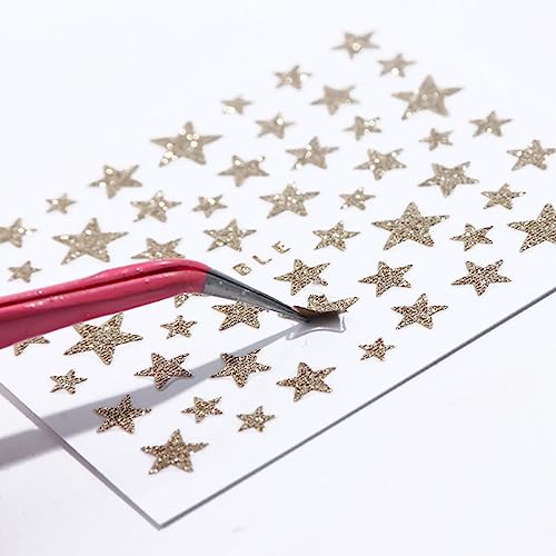 SONGJIE 10 Sheets 3D Star Glitter Nail Stickers Self-Adhesive Decals