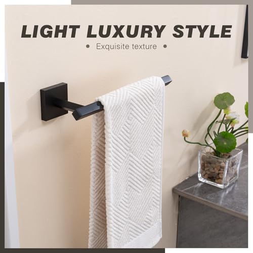TVDEX Matte Black Wall Mount Hand & Bath Towel Bar - Space-Saving Bathroom Organizer