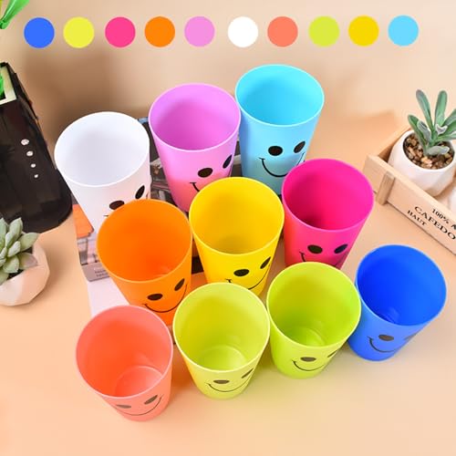 Keretuby 260ml Shatterproof Toddler Toothbrush Holder Cups - 10 Colors, Stackable & Reusable