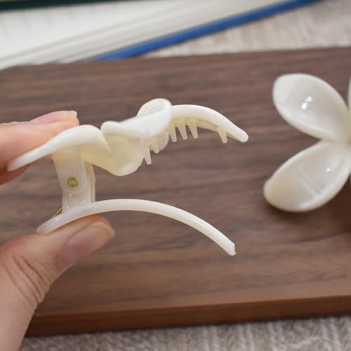 Frangipani Flower Hair Barrettes 2.36 Inch Non-Slip Plumeria Clips