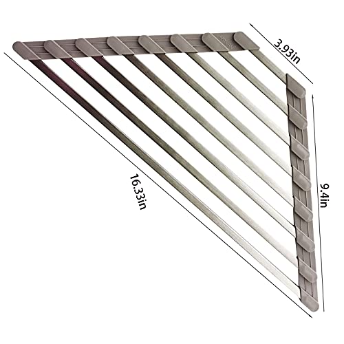 SUS304 Stainless Steel Corner Sink Dish Drying Rack - Space Saver