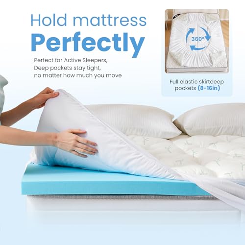 DUMOS Dual Layer Mattress Topper Full Size, 2 Inch Gel Memory Foam + 1 Inch Soft Pillow Top Mattress Pad Cover for Back Pain, Breathable & Cooling Pad with Elastic Deep Pocket