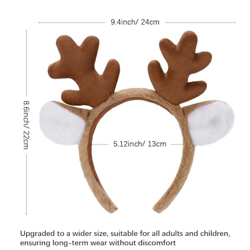 WantGor Reindeer Antlers Headband Deer Ears Hairband for Christmas Party