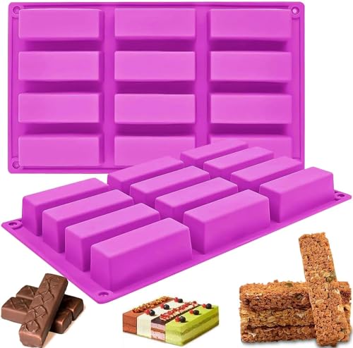 Silicone Granola Bar Molds - 12 Cavity for Energy & Protein Bars