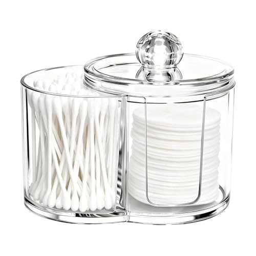 Transparent Q-Tip Holder with Dual Compartments & Dustproof Lid