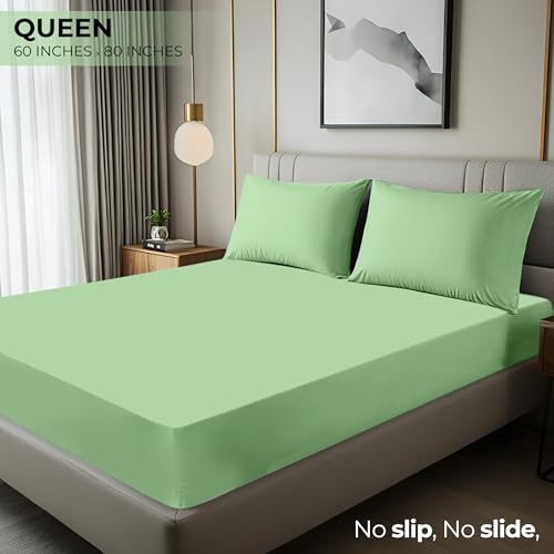 Queen Fitted Sheet - Ultra Soft Microfiber, Fits 14 Inch Deep Pocket, Sage