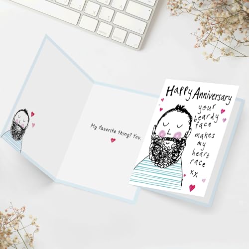 Funny Beard Anniversary Card for Husband or Boyfriend