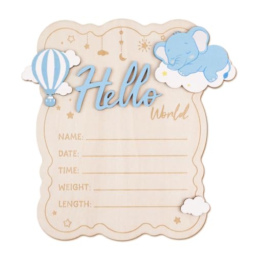 3D Baby Announcement Sign with Elephant Design - Hello World