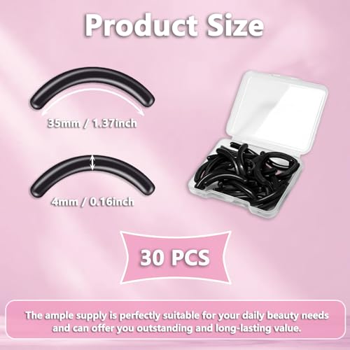 Eyelash Curler Refills Silicone Rubber Replacement Pads 30 Pack Black
