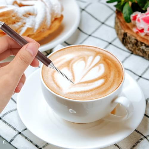 4PCS Stainless Steel Latte Art Pen Set with Wood Handles