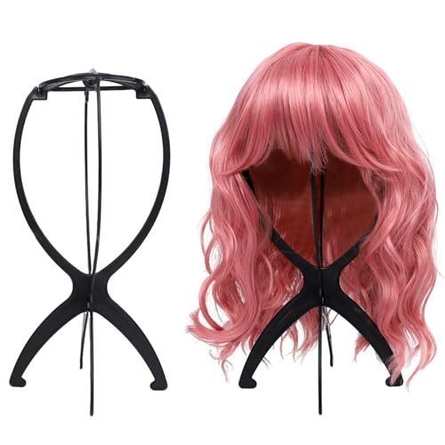 Portable Wig Stand Tripod 2 Pack - Black Collapsible Holder for Styling, Drying and Storage