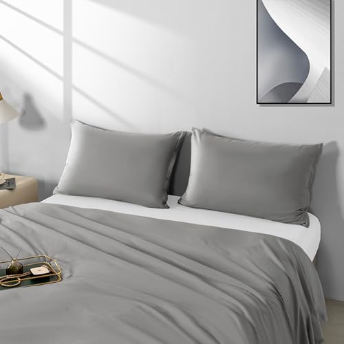 NookZuzu King Size Zipper Pillow Cases - Dark Gray, 20x36 Inch Set of 2