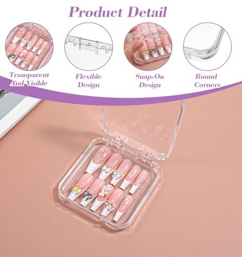 8-Piece Press On Nail Storage Boxes with Adhesive Tape