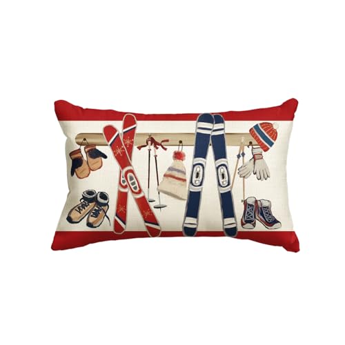 AVOIN Colorlife Winter Ice Skates Pillow Cover - 12x20 Inch