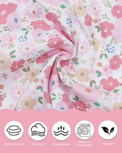 ALVABABY Toddler Pillowcases Pink Floral Pack of 2 - Fits 12x16 & 13x18 Inches