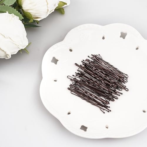 FVOLREM Brown Bobby Pins 260pcs - 2 Inch Wavy Non Slip Hair Pins