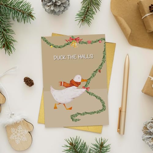 Funny Pun Duck Christmas Card - Eco-Friendly Holiday Greeting