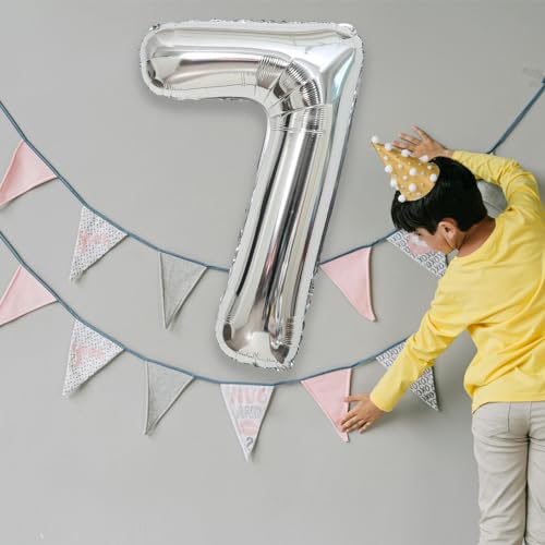 40 Inch Silver Number 7 Balloon – Large Mylar Foil Decoration