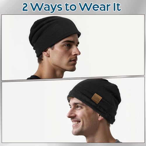 2 Pack Slouch Beanie Warm Mens Womens Soft Beanies Hats Slouchy Oversized Caps Knit Hats Winter Gift for Men