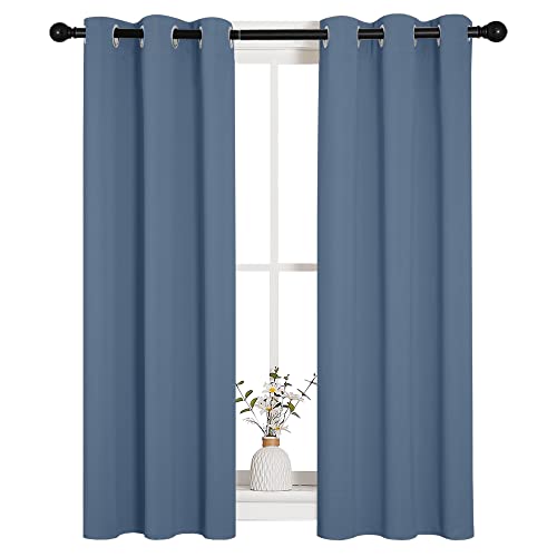 NICETOWN Thermal Insulated Blackout Curtains, Set of 2, 29x40in, Stone Blue