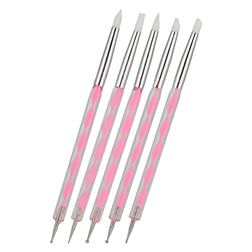 Dioche 5pcs Dual Ended Nail Art Dotting Pen Set with Acrylic Handles