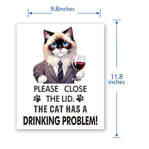 Funny Ragdoll Cat Toilet Lid Decal - Waterproof Vinyl Humor Sticker