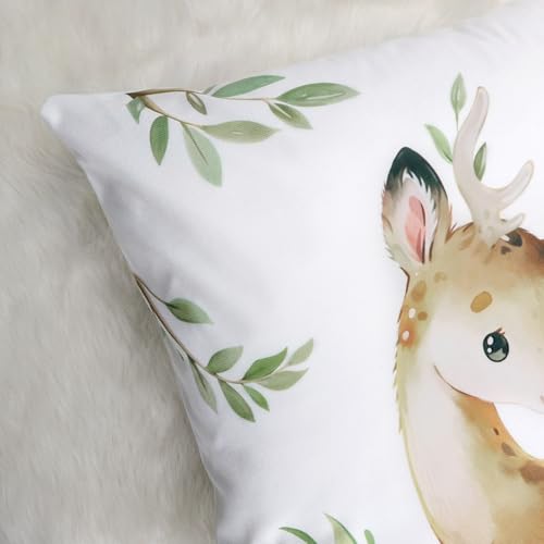 Bonhause 18x18 Inch Animal Throw Pillow Covers (Set of 4) - Bunny, Deer, Fox, Raccoon