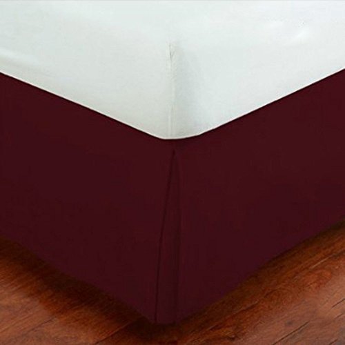 MK Microfiber Bed Skirt 14 Inch Drop Solid Burgundy Full Size Comfortable Pleated