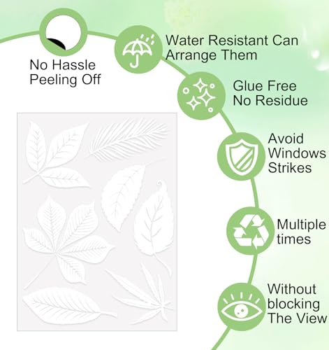 Bird Strike Prevention Window Clings - 26 Leaf Decals for Safety