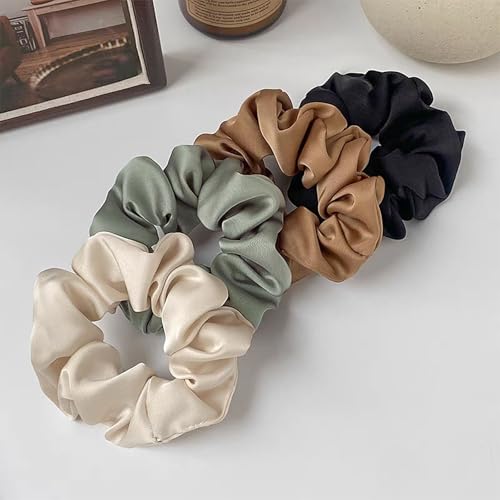 Satin Silk Hair Scrunchies 12-Pack - Soft Elastic Ponytail Holders