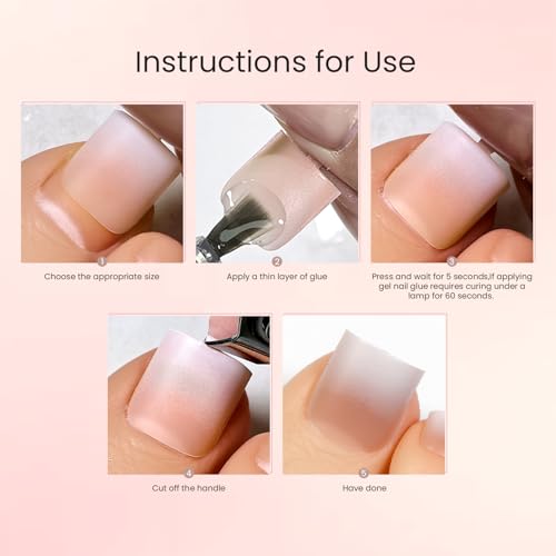 JODSONE French Gradient Brown Square Press On Toe Nails - 150 Pcs Soft Gel