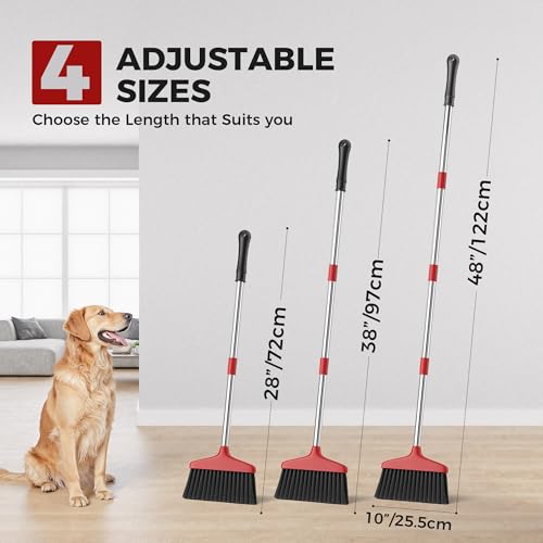 Nodirz Handy Broom with Adjustable Stainless Steel Handle - Indoor/Outdoor Use