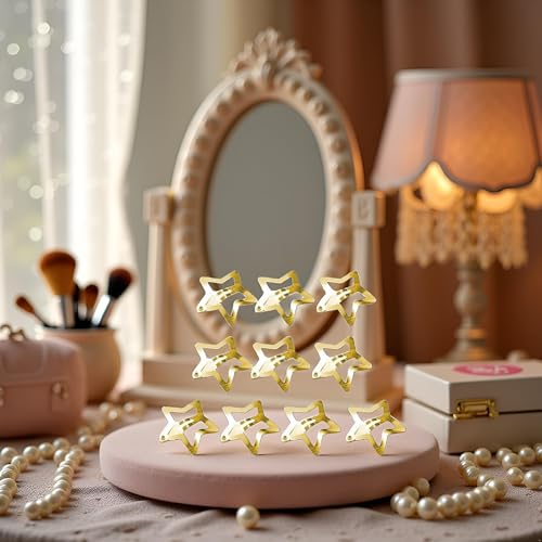 Golden Star Hair Clips 10Pcs Metal Snap Hair Barrettes for Women Girls