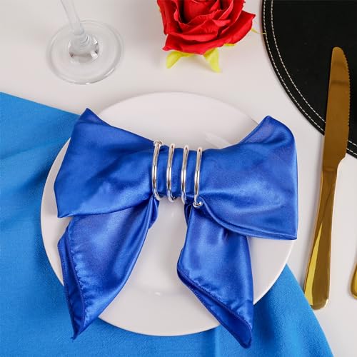 Silver Napkin Rings Set of 6 - Metal Holders for Holiday Decor