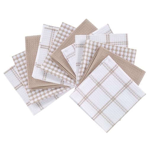 T-Fal 12-Pack Premium Waffle Dish Cloths - Highly Absorbent Cotton, Sand
