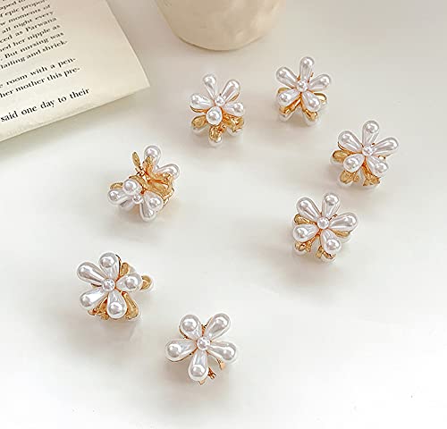 LINXI 10 Pcs Pearl Mini Claw Clips Daisy Floral Hair Accessories