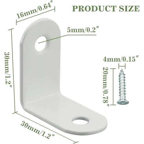 Alise 20-Pack 1.2-inch Small L Brackets, Heavy-Duty Stainless Steel Corner Brace