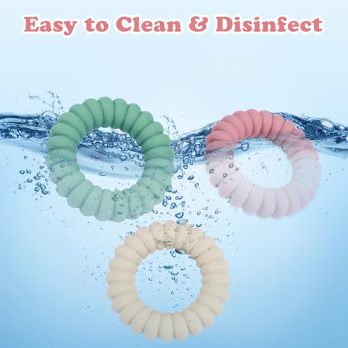 Silicone Baby Teether Rings with Rattle - 3 Pack Soothing Toys