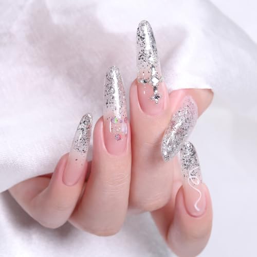 Imtiti Silver Glitter Gel Nail Polish Diamond Sparkle Soak Off UV LED 10ML