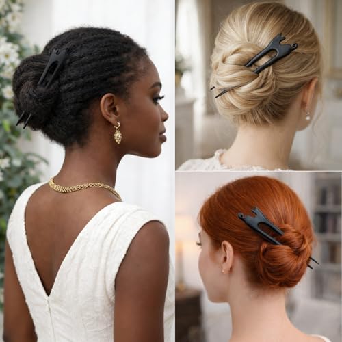Wooden Hair Fork 3-Prong Updo Bun Holder - Handmade Ebony Sandalwood