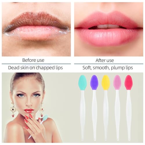 Silicone Exfoliating Lip Brushes 10-Pack - Double-Sided Nose and Face Scrubber Tool for Smooth Skin