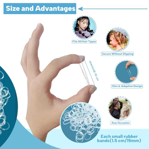 Clear Elastic Hair Ties 500 Pack – Strong Stretchy Bands for All Hair