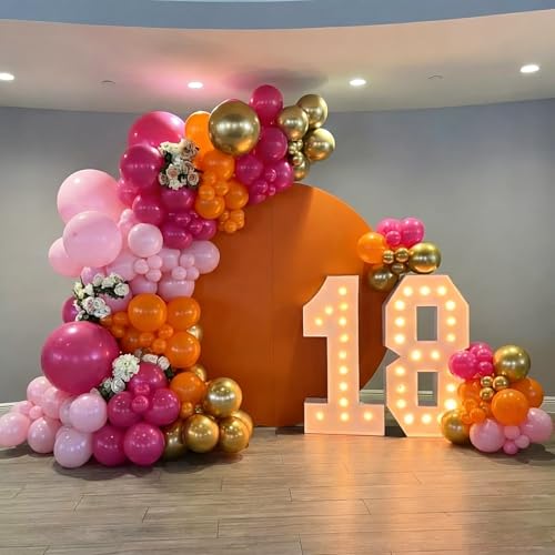 YMSZ Hot Pink & Orange Balloon Garland Kit - 136pcs for Parties