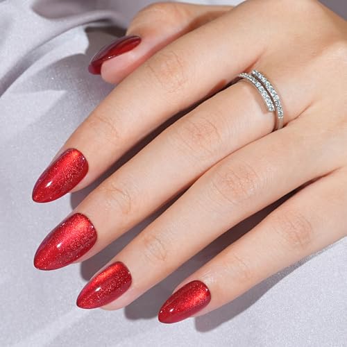 Jofay Fashion Almond Press On Nails - Red Cat Eye Halloween Bloody Claw