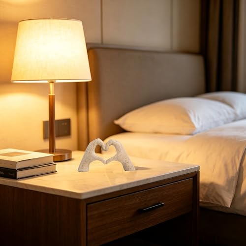Small Heart Hands Statue - Sandstone Resin Home Decor Accent