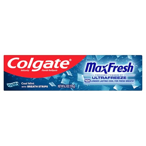 Colgate MaxFresh Fluoride Toothpaste Cool Mint 6.3 oz with Breath Strips