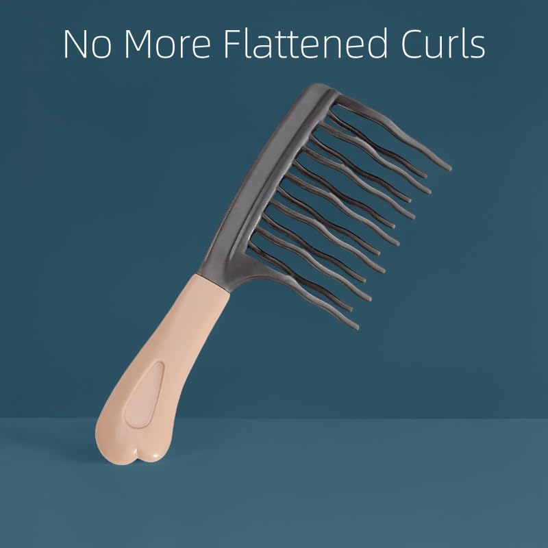 Wide Tooth Comb for Curly Hair Detangling Brush with Wavy Design