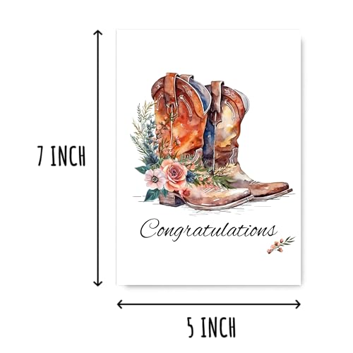 Cowboy Boots Wedding Congratulations Card - 5x7 Western Engagement Gift