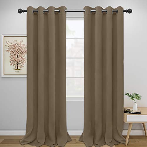 Easy-Going Thermal Blackout Curtains - 2 Panels 52x96 inches, Natural - Room Darkening Window Drapes