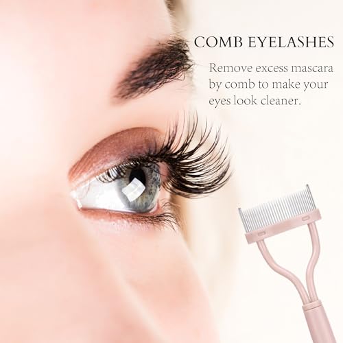 Corconess Metal Eyelash Comb Set - 2PCS Pink Lash Separator with Cover